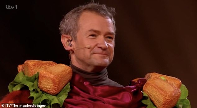 Alexander Armstrong admitted he was happy to appear 'dressed as a dick' on prime time television when he appeared on The Masked Singer UK earlier this month (pictured)