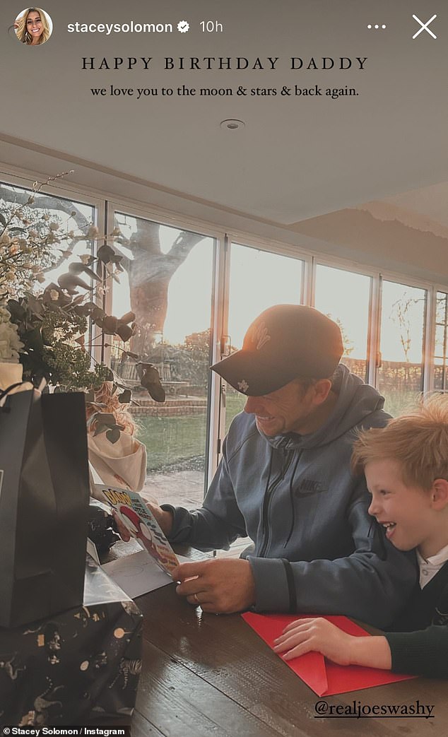 Hours earlier, Stacey had shared a photo of Joe reading a birthday card on her Story with the caption: “Happy Birthday Dad.  We love you to the moon and the stars and back again'