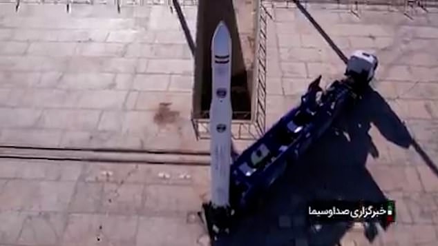 The footage reportedly showed a religious verse referring to Shia Islam's twelfth hidden imam written on the side of the rocket.