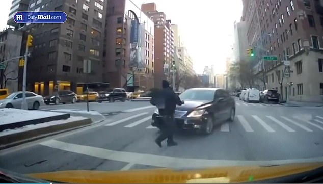 The moment came when NYPD officers tracked down a nearby group of thieves, and Dula tried to drive onto the wrong side of the road.