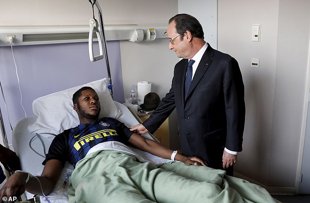 Then-French President Francois Hollande (photo, right) visited Theo in hospital after the attack