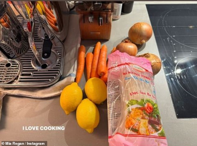 Mia also shared her love of cooking on Instagram and gave a little sneak peek of the couple's worktop