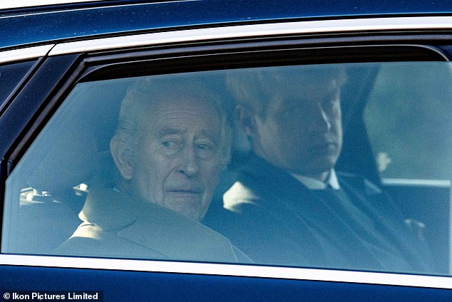 King Charles is seen leaving RAF Marham en route to Sandringham in Norfolk