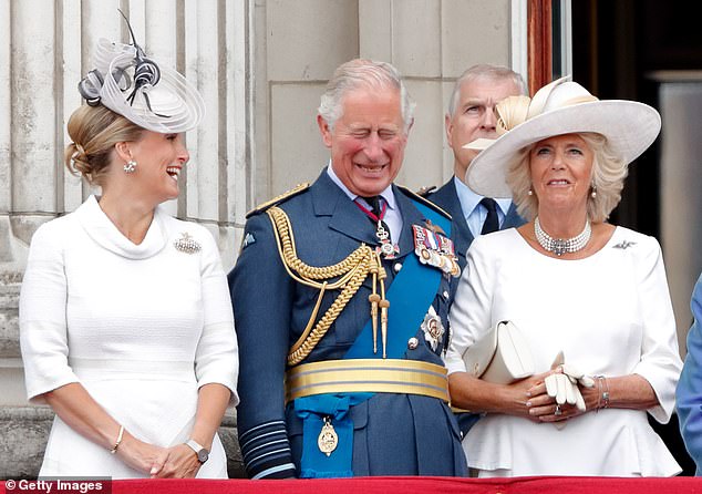 The royals gather on the balcony of Buckingham Palace during the RAF's centenary celebrations in July 2018.  Something – or should that be someone – has bonded Charles and Sophie together – I think we know who