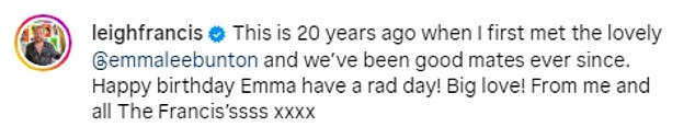 Leigh Francis, known by his stage name Keith Lemon, shared a video of the moment he first met Emma and wrote 'Big love!  From me and everyone De Francis¿ssss xxxx'