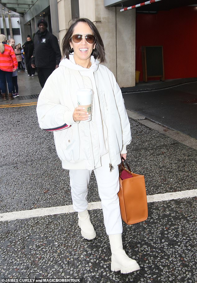 Janette Manrara turned heads as they left, wearing an all-white ensemble and sunglasses