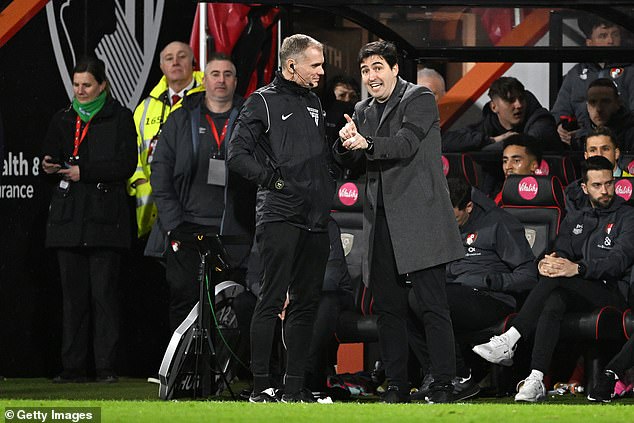 Bournemouth boss Andoni Iraola had his own complaints during the match as his side faltered