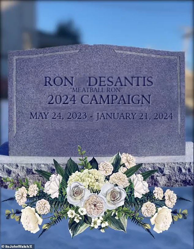 One social media user created a headstone marking the length of DeSantis' campaign