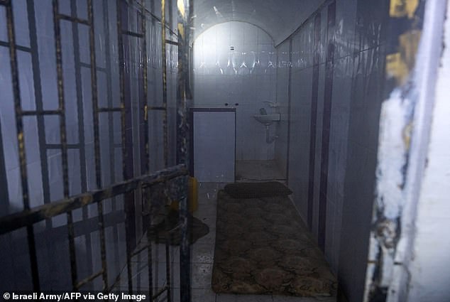 At the end of the tunnel were cramped cells where the prisoners were held – five narrow rooms behind metal bars