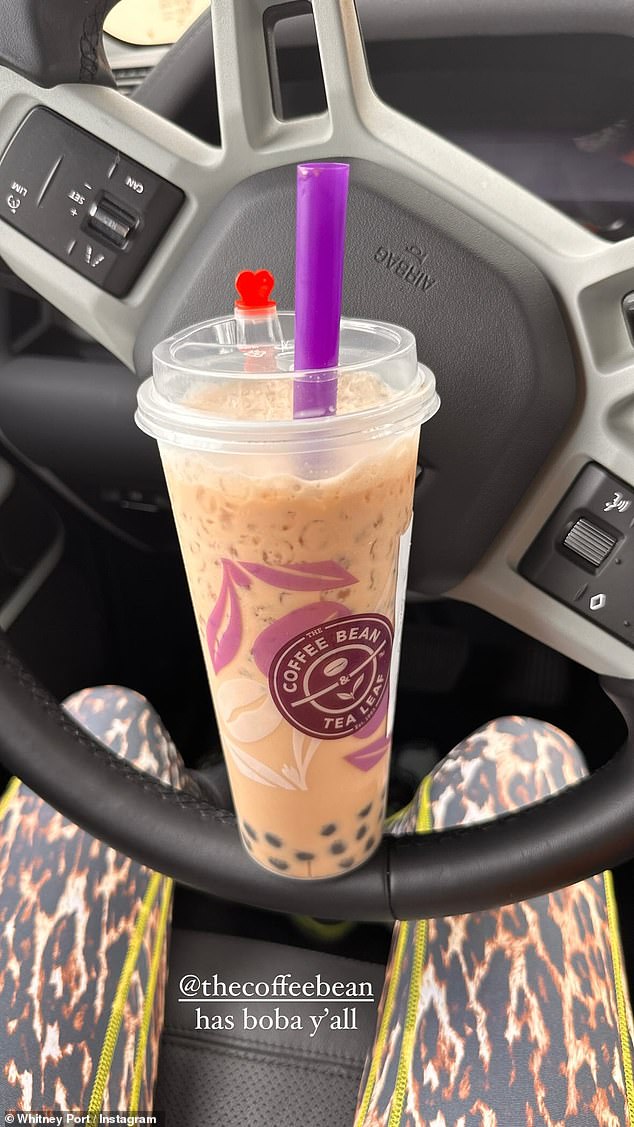 After her drinking break, she shared on Instagram a point-of-view photo of her drink while sitting in her car