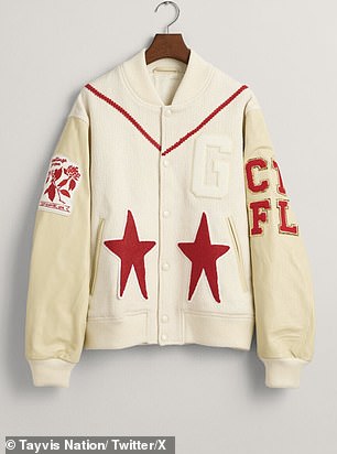 She wore a varsity jacket from GANT's Kilo Kish Blank Canvas Project collaboration