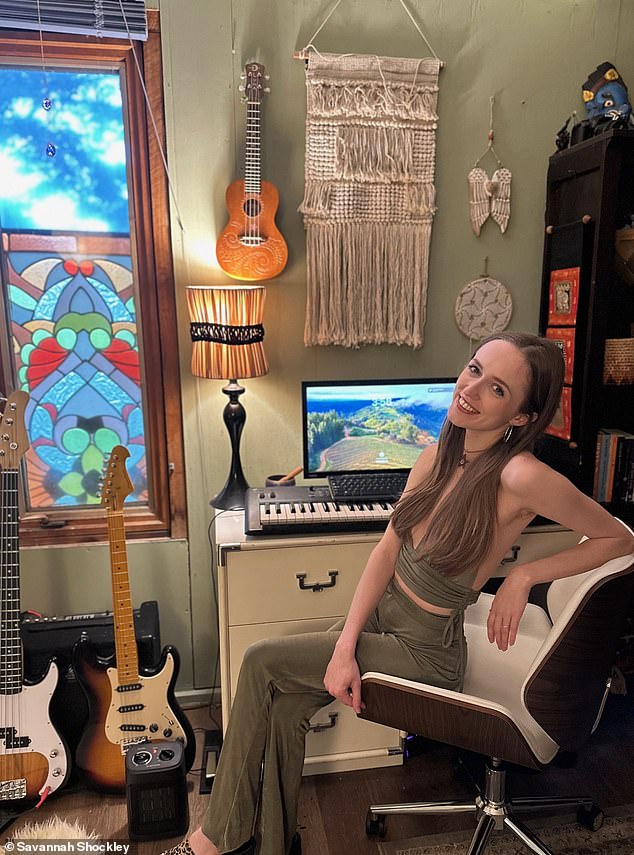 Savannah, the frontwoman of her eponymous The Savannah Band, keeps a variety of musical instruments within easy reach in the garage