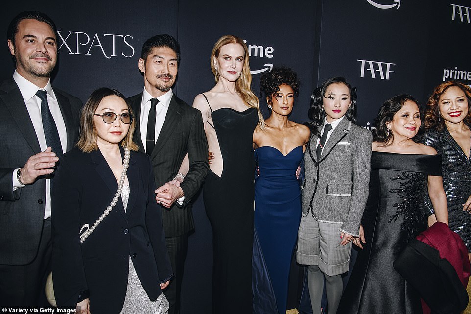 Nicole posed for a group photo with her co-stars Jack Huston, Brian Tee, Lulu Wang, Jennifer Salke, Nicole Kidman, Sarayu Blue, Ji-young Yoo, Ruby Ruiz and Amelyn Pardenilla (left to right)