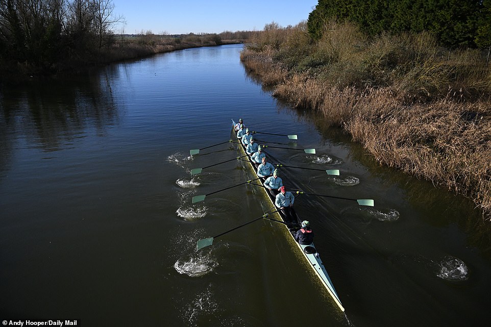 The Cambridge boat team took to the water at 6.30am as their early morning training got underway on Saturday