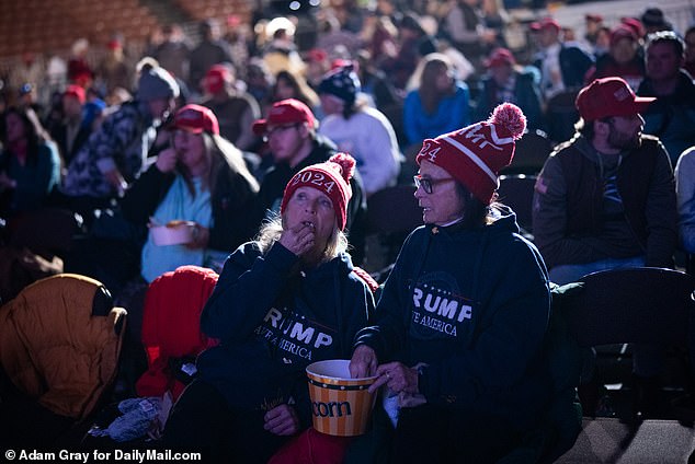 Trump supporters filled the SNHU Arena in Manchester on Saturday evening