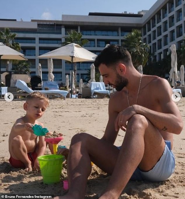 The Red Devils playmaker enjoyed some time on the beach in the Middle East with his family