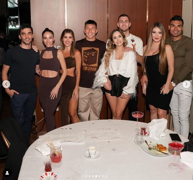 Dalot later showed a photo of United stars - including Lisandro Martinez and Casemiro - enjoying dinner with their partners