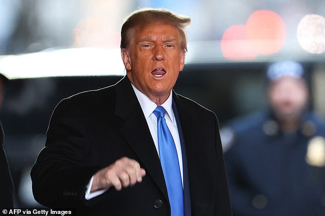 The former president, 77, left Trump Tower and headed downtown just hours after flying in from a rally in New Hampshire just 24 hours before Tuesday's Republican primary.