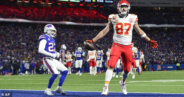 Travis, who plays TE, scored a 27-yard TD for the Chiefs against the Bills in the second quarter