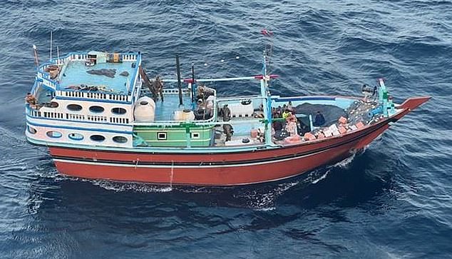 The dhow, a sailboat used in the Red Sea and Indian Ocean region, was ambushed by the SEALs two weeks ago.  They seized Iranian weapons destined for Yemen