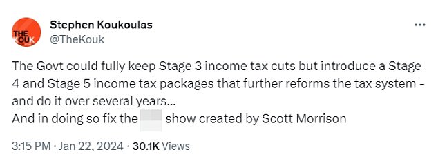 Stephen Koukoulas, former economic adviser to Julia Gillard when she was Prime Minister, proposed a radical way forward for taxation (pictured)