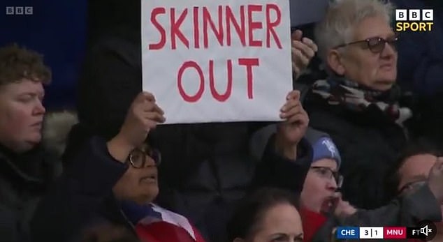 Away at Chelsea, Skinner could clearly see 'Skinner Out' signs among the away fans