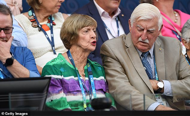 Margaret Court revealed in November 2019 that she did not know whether the 50th anniversary of her historic Australian Open Grand Slam would be honored at the upcoming tournament.  She is pictured at the tournament in January 2020, the last time she attended