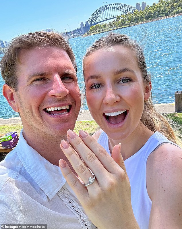 Sam Mac announced his engagement to partner Rebecca James in December.  Both shown