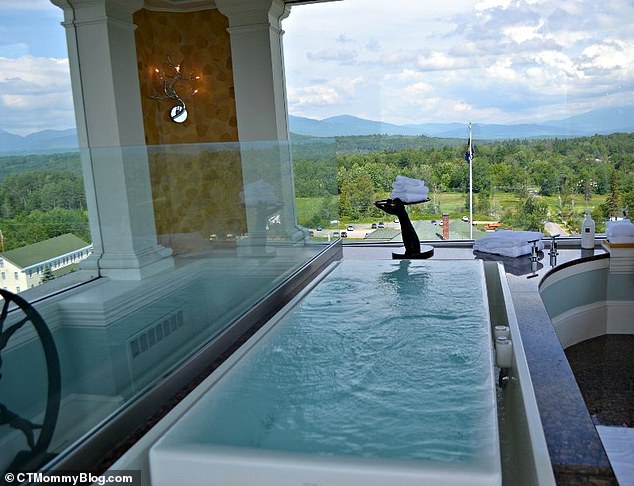 The photo above shows a hot tub in the hotel.  The establishment also features a golf course, fine dining and spa day packages