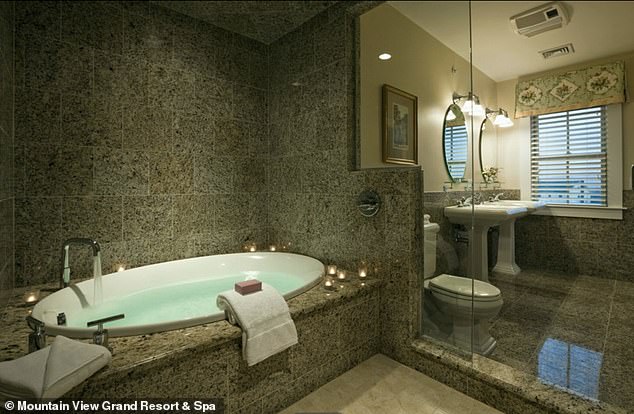 The above shows a bathroom in a room at the resort and spa, where a room costs $200 per night