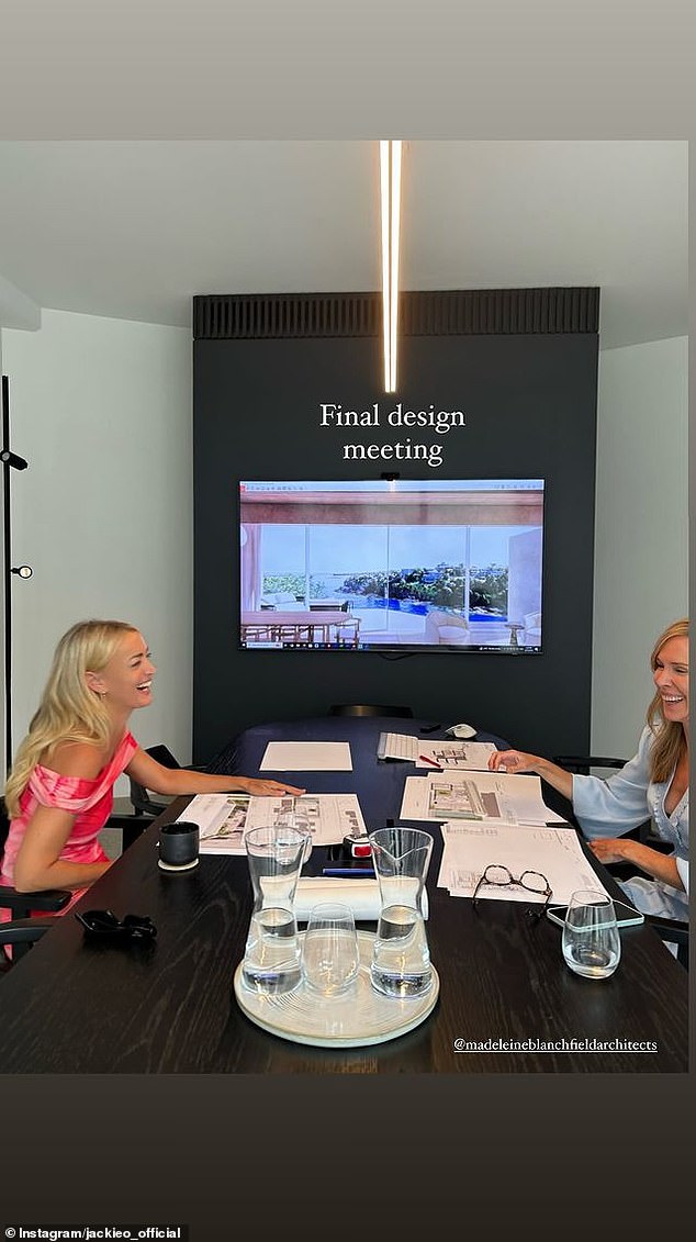 Taking to her Instagram Stories, the Kyle and Jackie O Show co-host shared a photo of herself finalizing her designs for the luxury home while meeting with her architect.