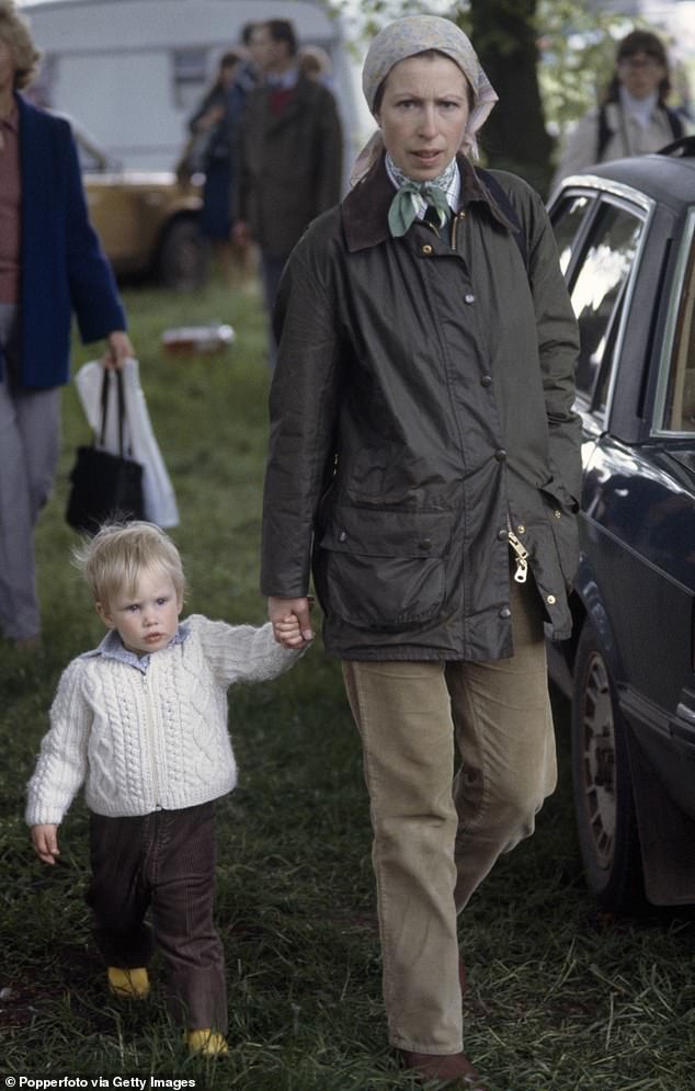 Princess Anne with Zara in 1983 in corduroy trousers - which will be available on the high street in these colors in 2024