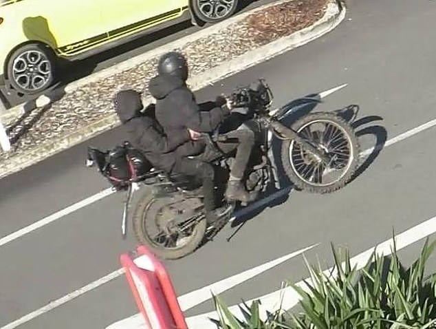 In May last year, two armed people entered an ANZ bank in Te Kūiti, demanding cash before fleeing on a black motorcycle (pictured).  Police later linked Phillips to the robbery and charged him with aggravated robbery, aggravated battery and unlawful possession of a firearm.