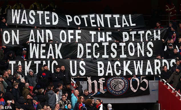 Their fans unfurled a banner denouncing the 'weak decisions' made at the club