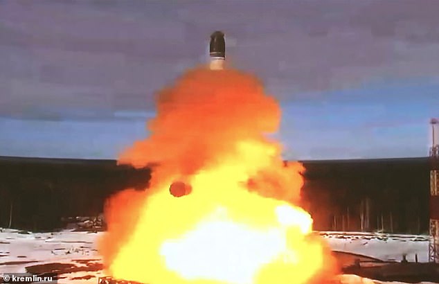 Launch of the Sarmat ballistic missile in April 2022