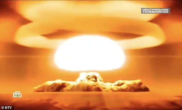 While most experts agree that the chances of a Russian attack on the West are minimal, Joe Biden has warned that the risk of Armageddon is greater than at any time since the Cuban Missile Crisis (file image, nuclear explosion shown on Russian state TV )