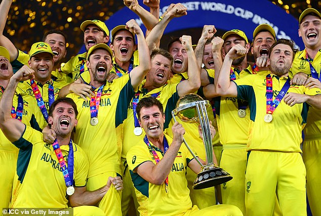 Cricket Australia was one of the first organizations to speak out in support of the Indigenous Voice to Parliament.  In the photo, the Australian ODI team celebrates its World Cup victory