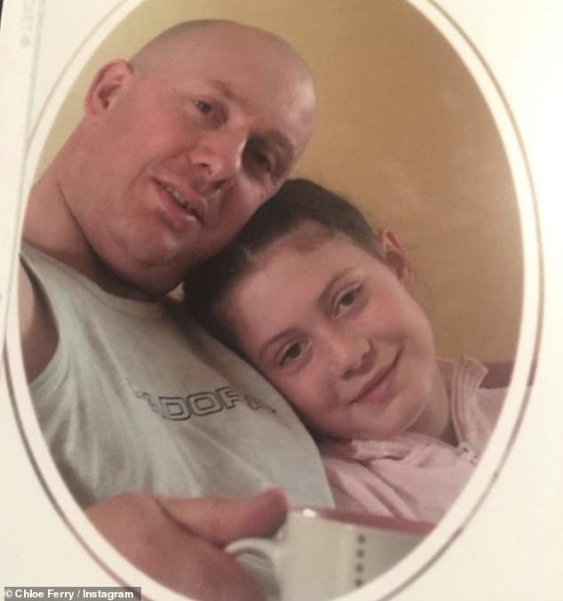 The Geordie Shore star's father passed away after losing his battle with cancer in 2021 (Chloe pictured with her dad when she was younger)