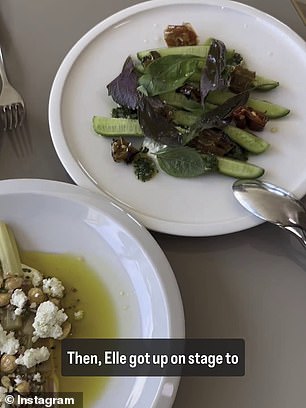 This was followed by three courses 'designed to share' between the guests, with the starter consisting of leek with sour cream and feta, cucumber and red chilli