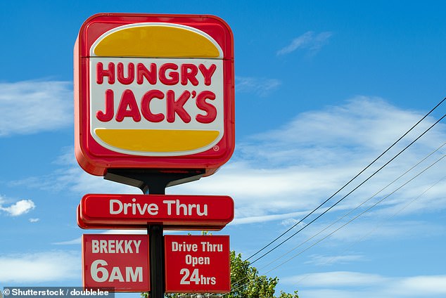 Mr Richardson told Daily Mail Australia he had taken a 'super Viagra' and didn't believe the drive-thru workers would see him.  (Stock image of a Hungry Jack drive-thru sign)