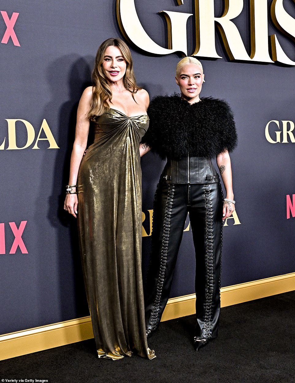 At the premiere, Vergara also posed with Karol G, who made her acting debut in Griselda