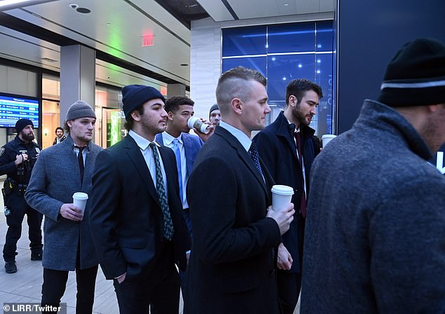 Vegas players dress up in the main concourse of the Moynihan Train Hall