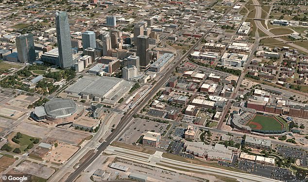 The exact location was previously known as just an L-shaped parking lot.  The area includes the arena for the NBA's Oklahoma City Thunder