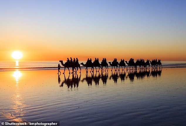 Unsurprisingly, Cable Beach (pictured) in Broome, Western Australia made the list of the best beaches to watch the sunset