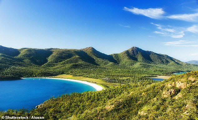 Tasmania's Wineglass Bay (pictured), on the Freycinet Peninsula, was called a 'piece of heaven' and was listed for its 'pink granite mountains, azure bays and rugged coastal forests'