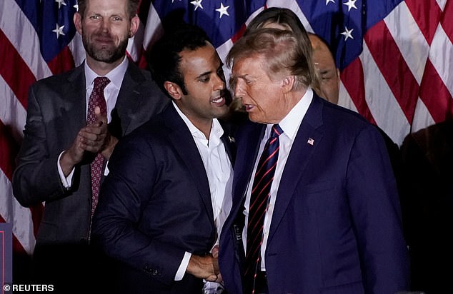 Former candidate Vivek Ramaswamy (center left) was labeled Trump's 