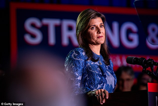 Former South Carolina Governor Nikki Haley was urged by Trump in his speech to withdraw from the Republican presidential race.