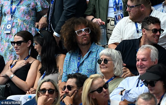 Los Angeles native Stefan Gordy completed his outfit with statement glasses with white rims and a goatee