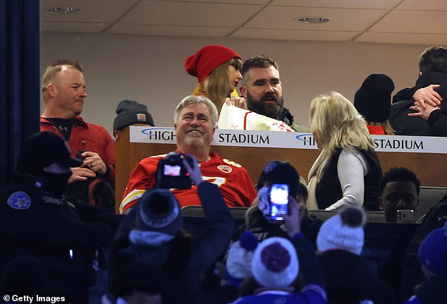 The singer was first pictured with Jason ahead of Chiefs vs.  Bills