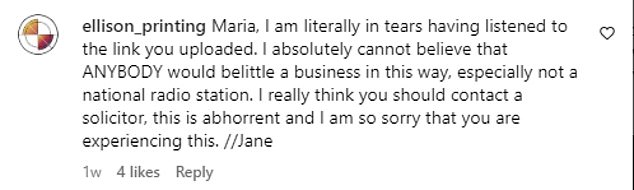 Maria shared a video of her response to their comments on Instagram, with viewers saying they were 'shocked'